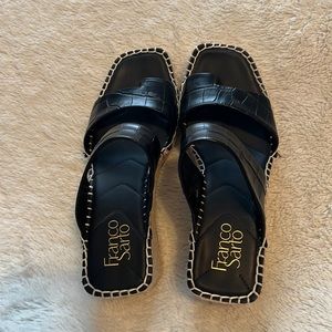 Size 7.5 Black Franco Sarto Clave Espadrille Wedge Sandal
